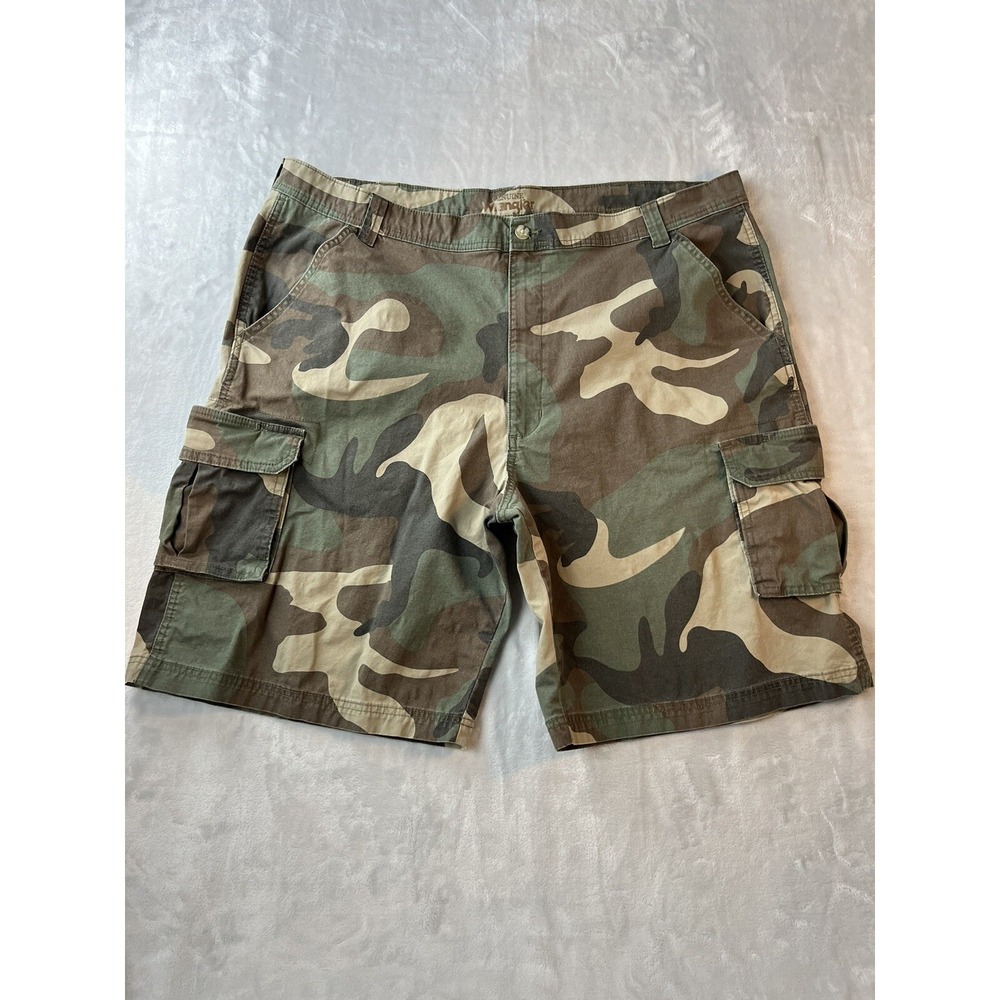 WRANGLER Short Men 42 Green Camo Classic Cargo Stretch Flap Pocket Hiking